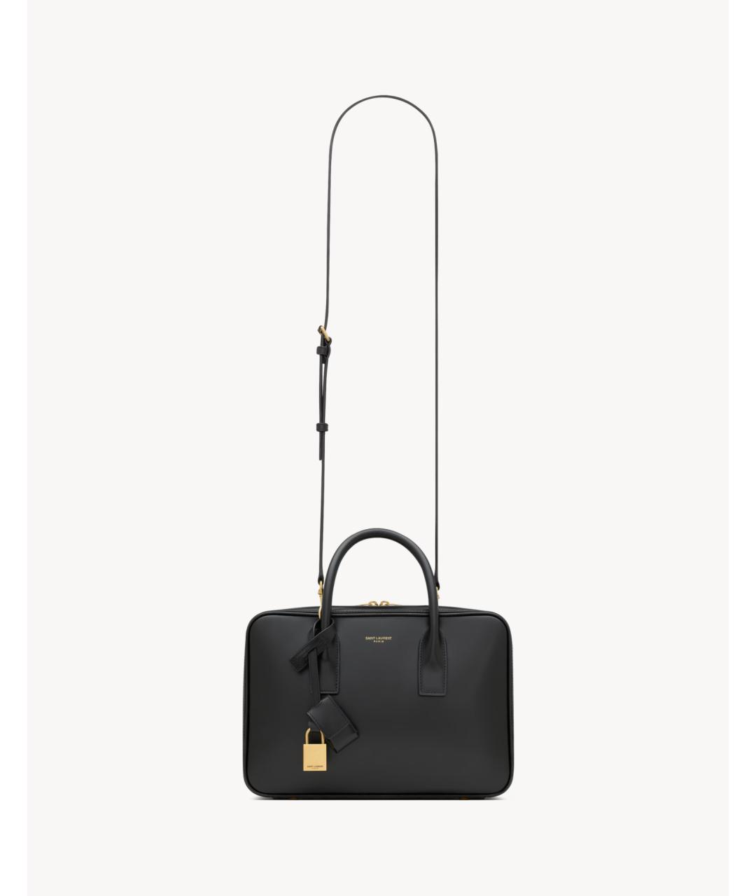 SAINT LAURENT Черная кожаная сумка тоут, фото 2