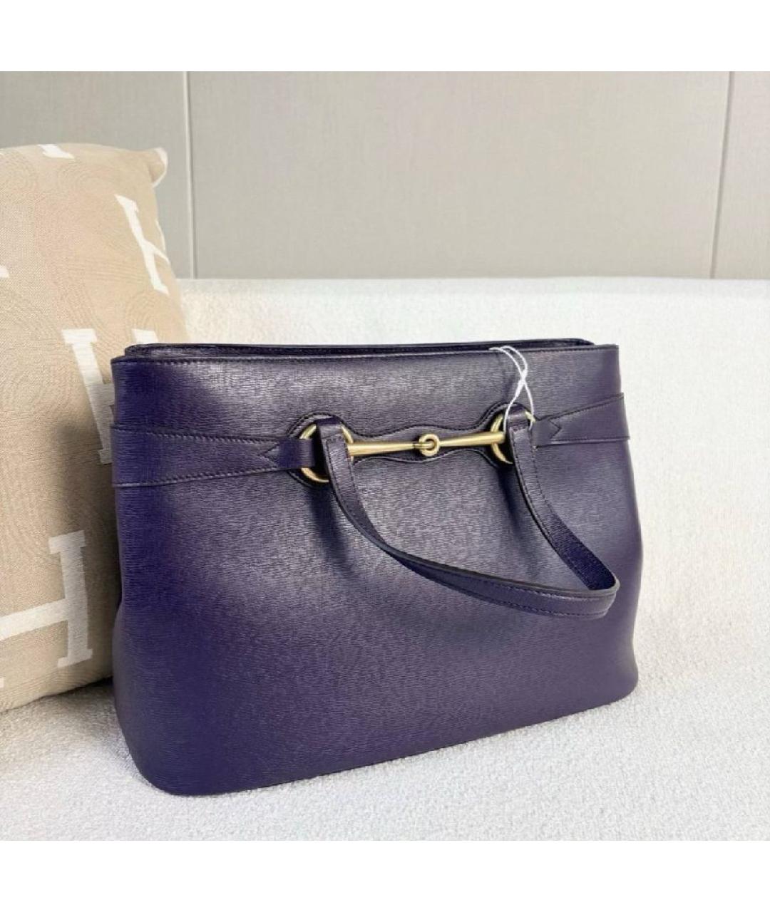 GUCCI Фиолетовая кожаная сумка с короткими ручками, фото 3