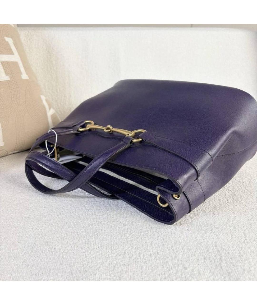 GUCCI Фиолетовая кожаная сумка с короткими ручками, фото 7