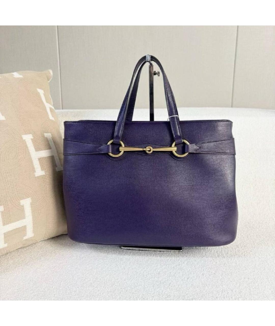 GUCCI Фиолетовая кожаная сумка с короткими ручками, фото 9