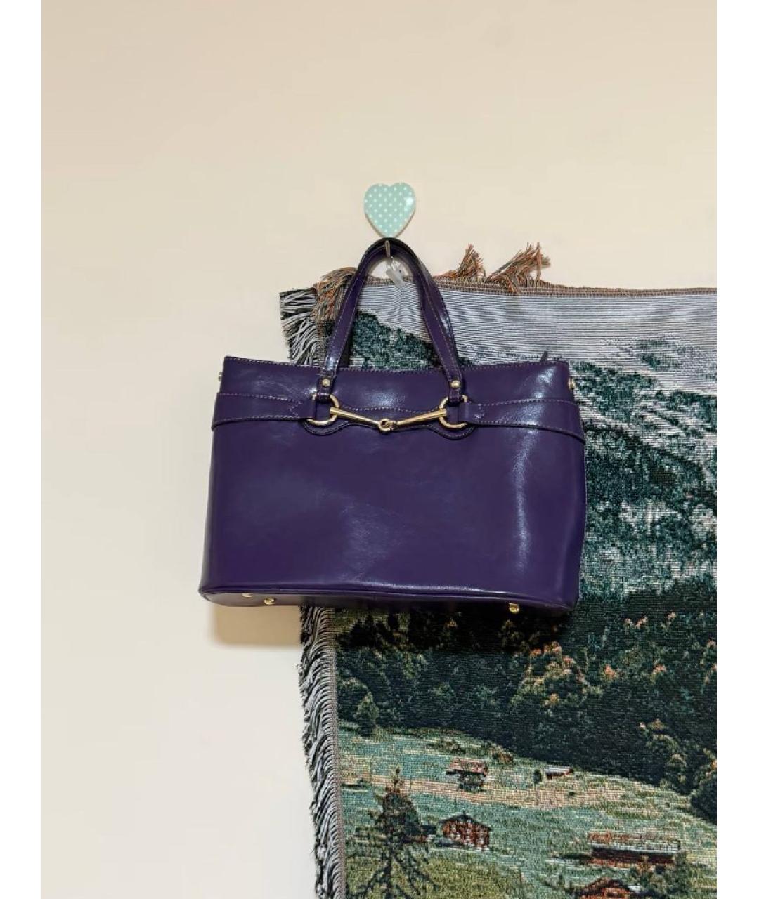 GUCCI Фиолетовая кожаная сумка с короткими ручками, фото 4