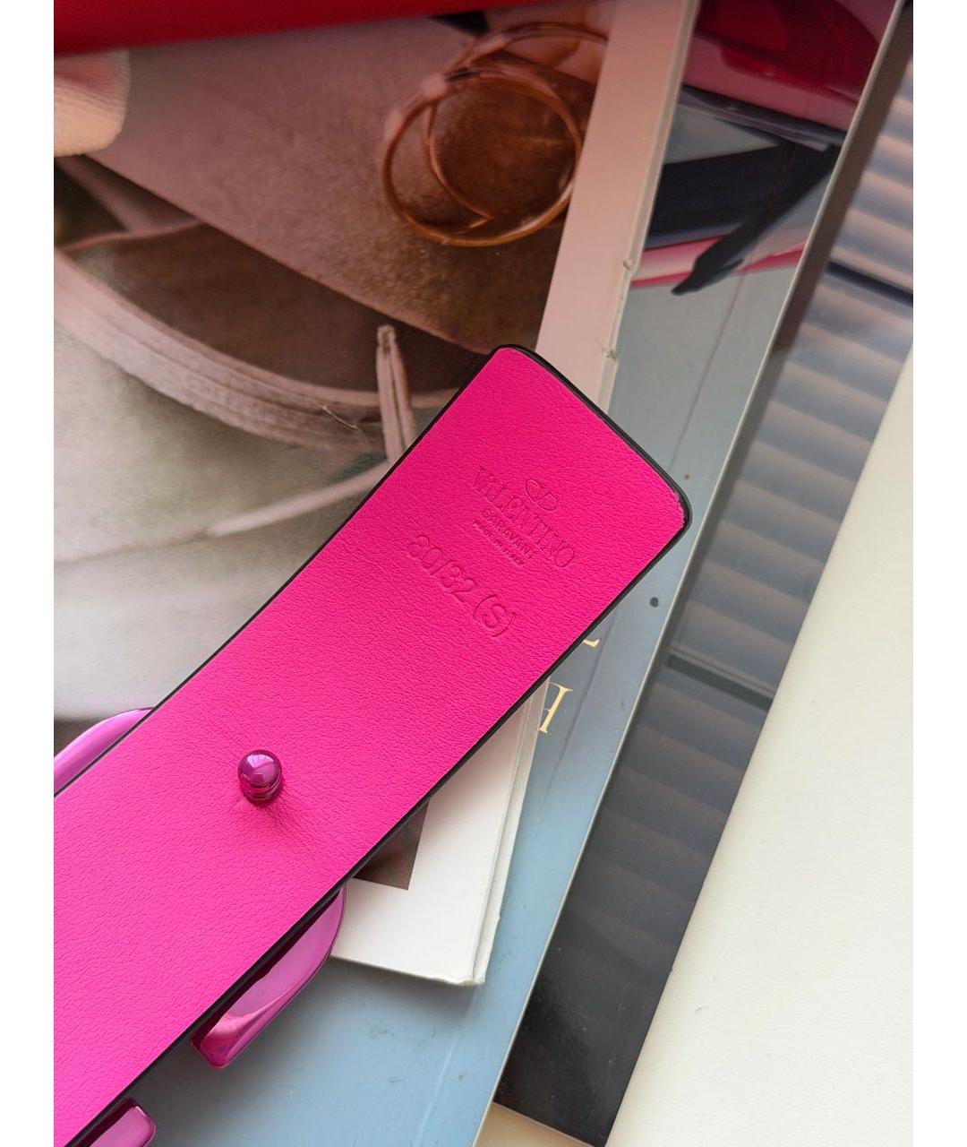 VALENTINO Розовый кожаный ремень, фото 3