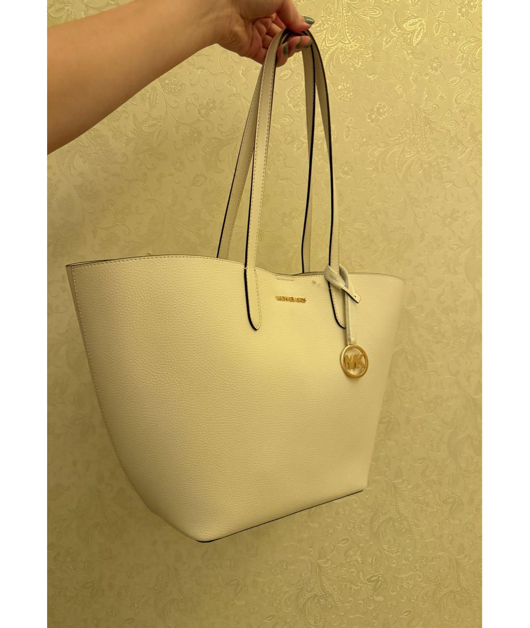 MICHAEL KORS Белая кожаная сумка тоут, фото 4