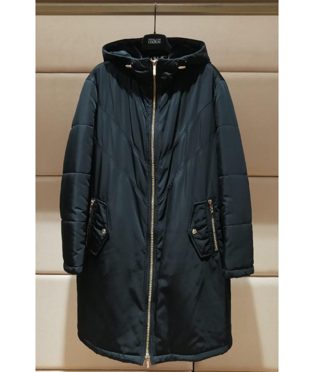 VERSACE JEANS COUTURE Черное полиэстеровое пальто, фото 3
