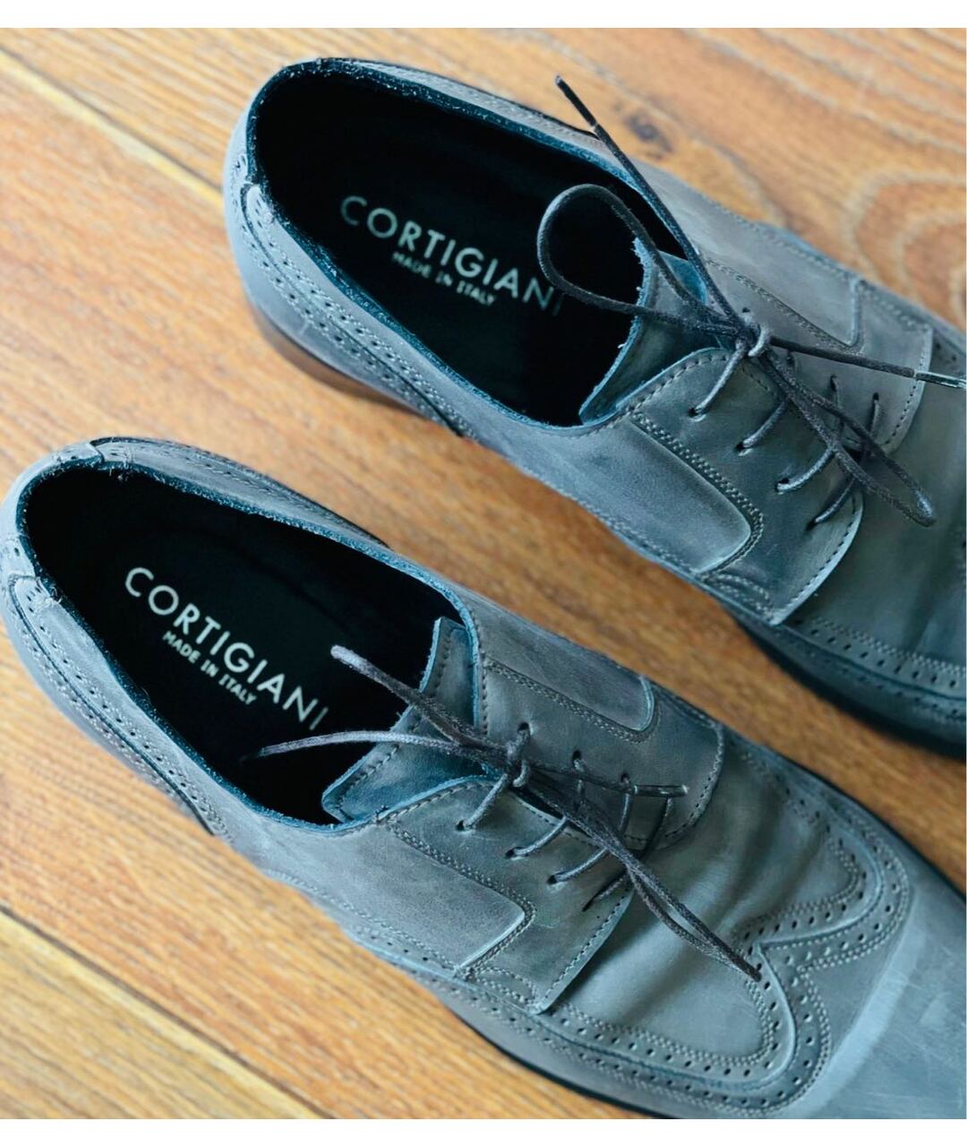 CORTIGIANI Серые кожаные туфли, фото 3