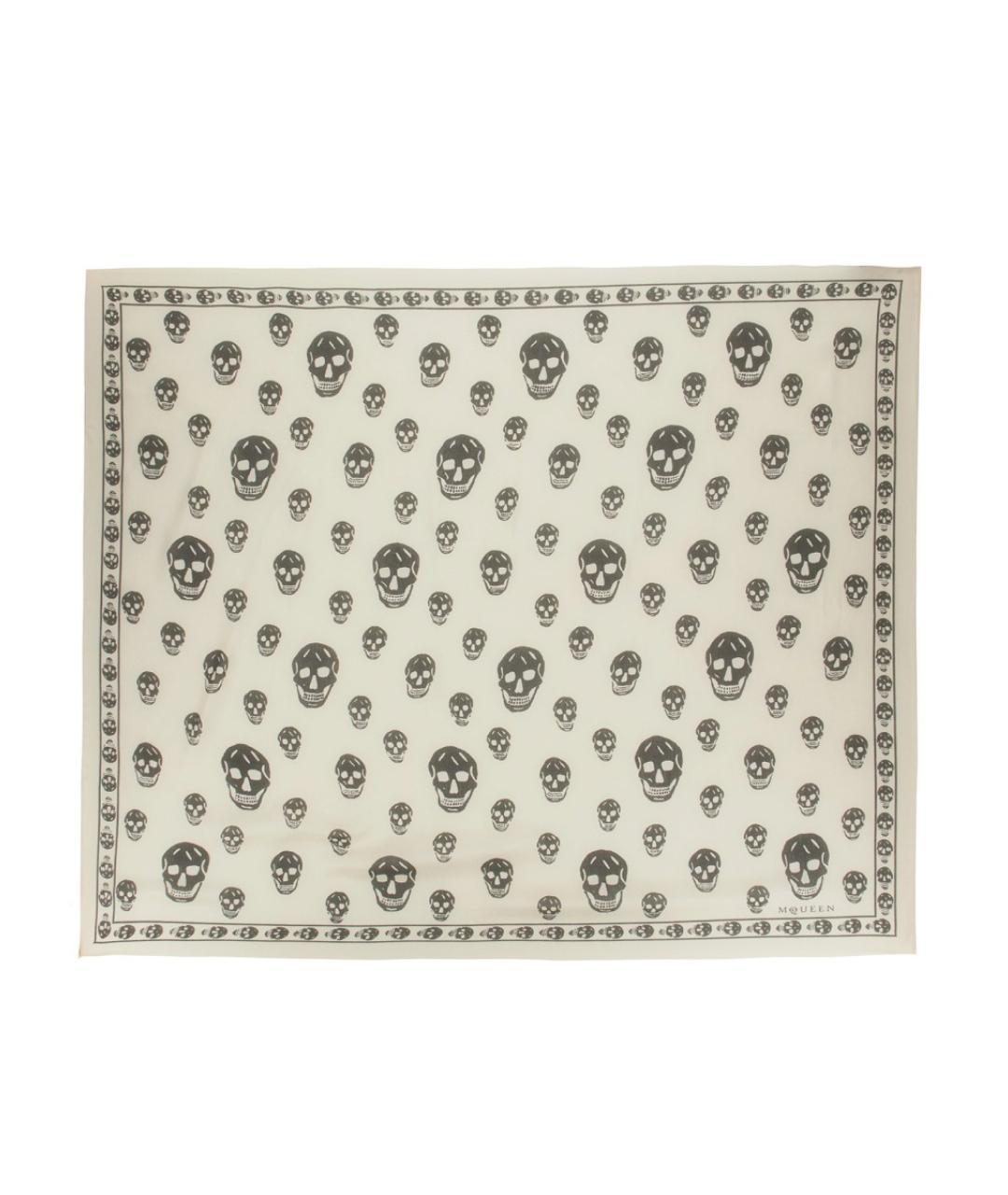 ALEXANDER MCQUEEN Белый шелковый шарф, фото 1