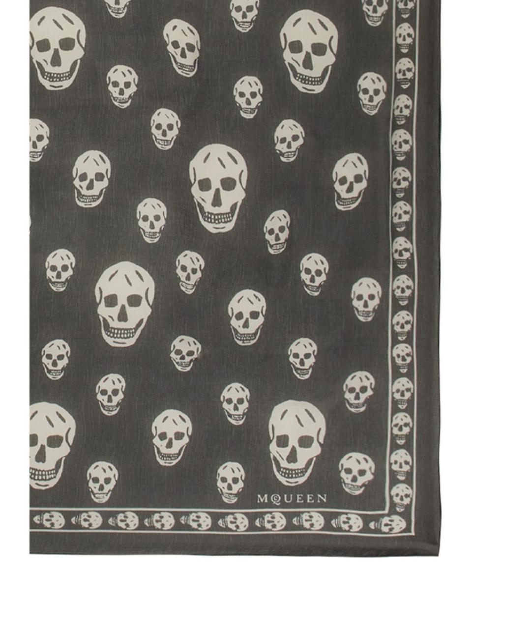 ALEXANDER MCQUEEN Черный шелковый шарф, фото 2