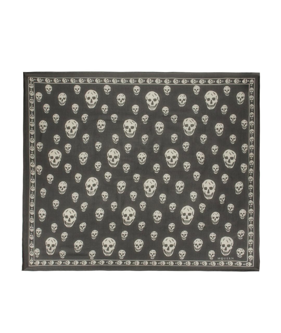 ALEXANDER MCQUEEN Черный шелковый шарф, фото 1