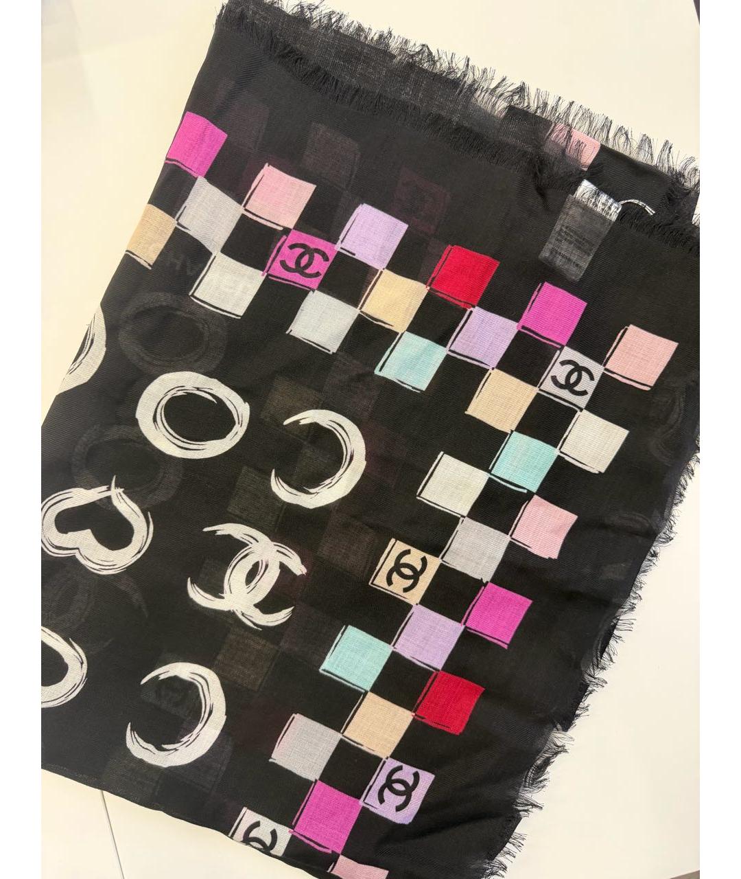 CHANEL Черный кашемировый платок, фото 2