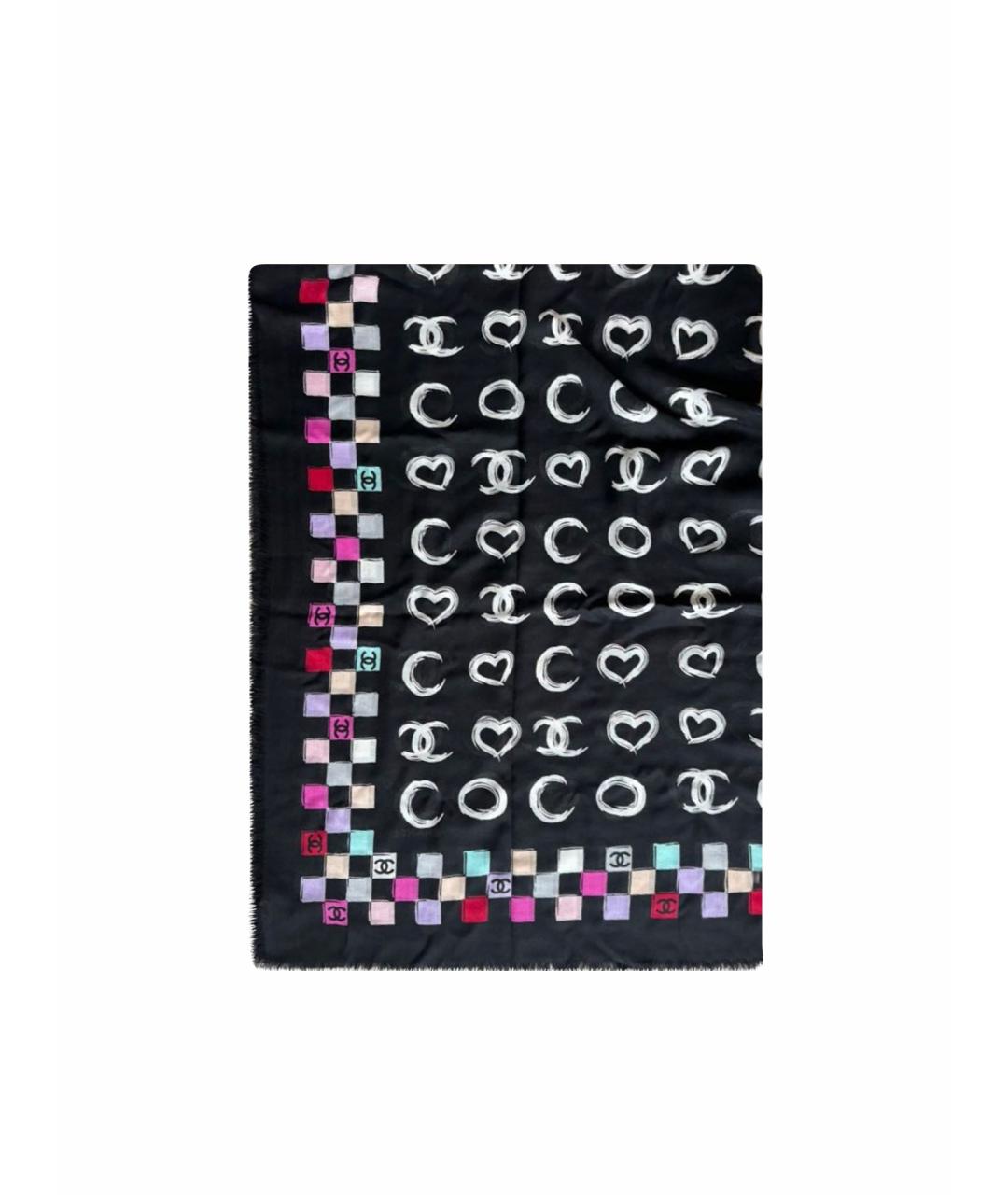 CHANEL Черный кашемировый платок, фото 1