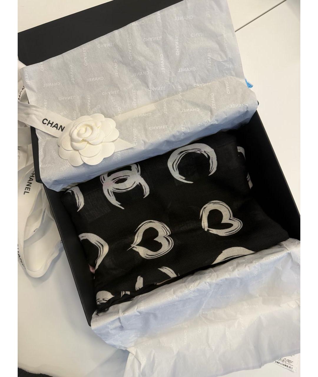 CHANEL Черный кашемировый платок, фото 7
