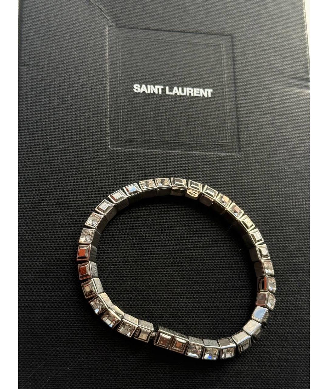 SAINT LAURENT Серебрянный металлический браслет, фото 4
