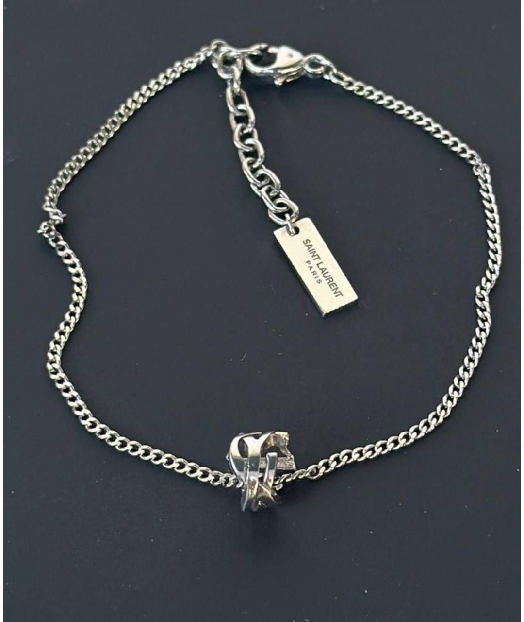 SAINT LAURENT Серебрянный металлический браслет, фото 3