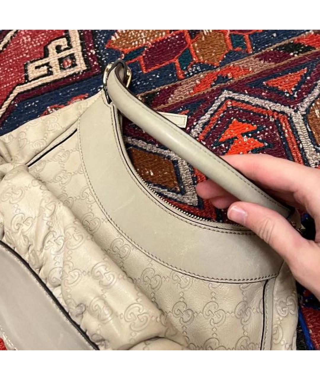 GUCCI Бежевая кожаная сумка через плечо, фото 4
