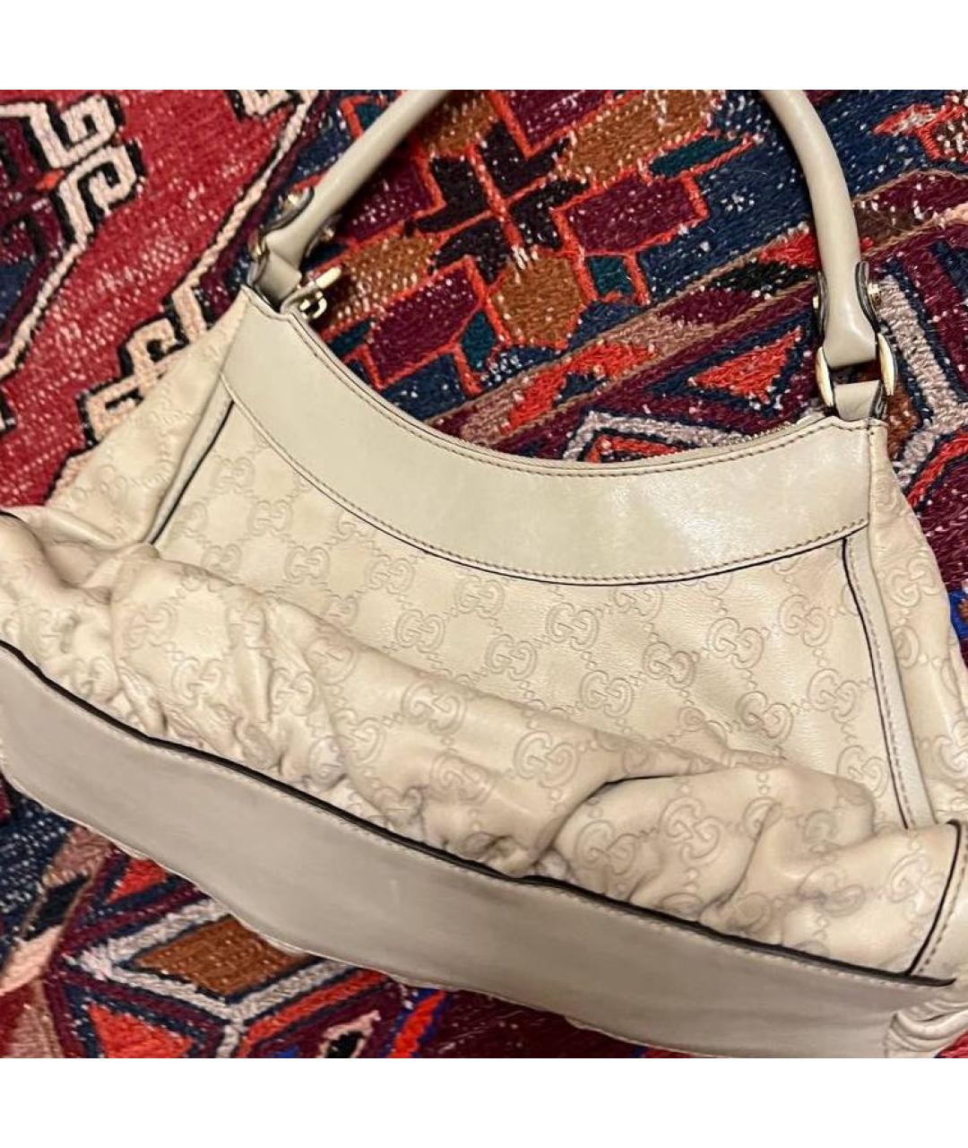 GUCCI Бежевая кожаная сумка через плечо, фото 7