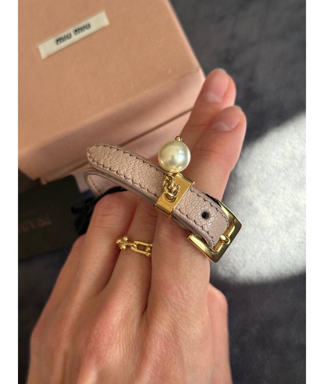 SAINT LAURENT Розовый кожаный браслет, фото 3