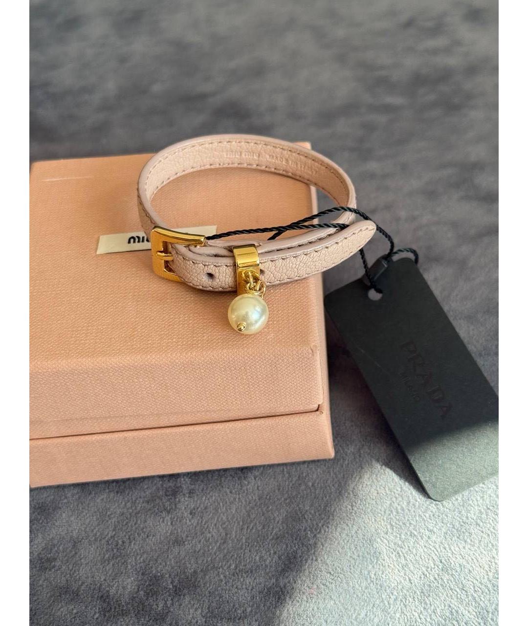SAINT LAURENT Розовый кожаный браслет, фото 4