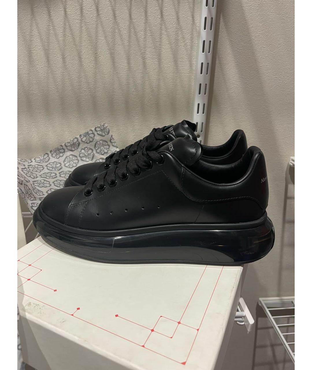 ALEXANDER MCQUEEN Черные кожаные низкие кроссовки / кеды, фото 8