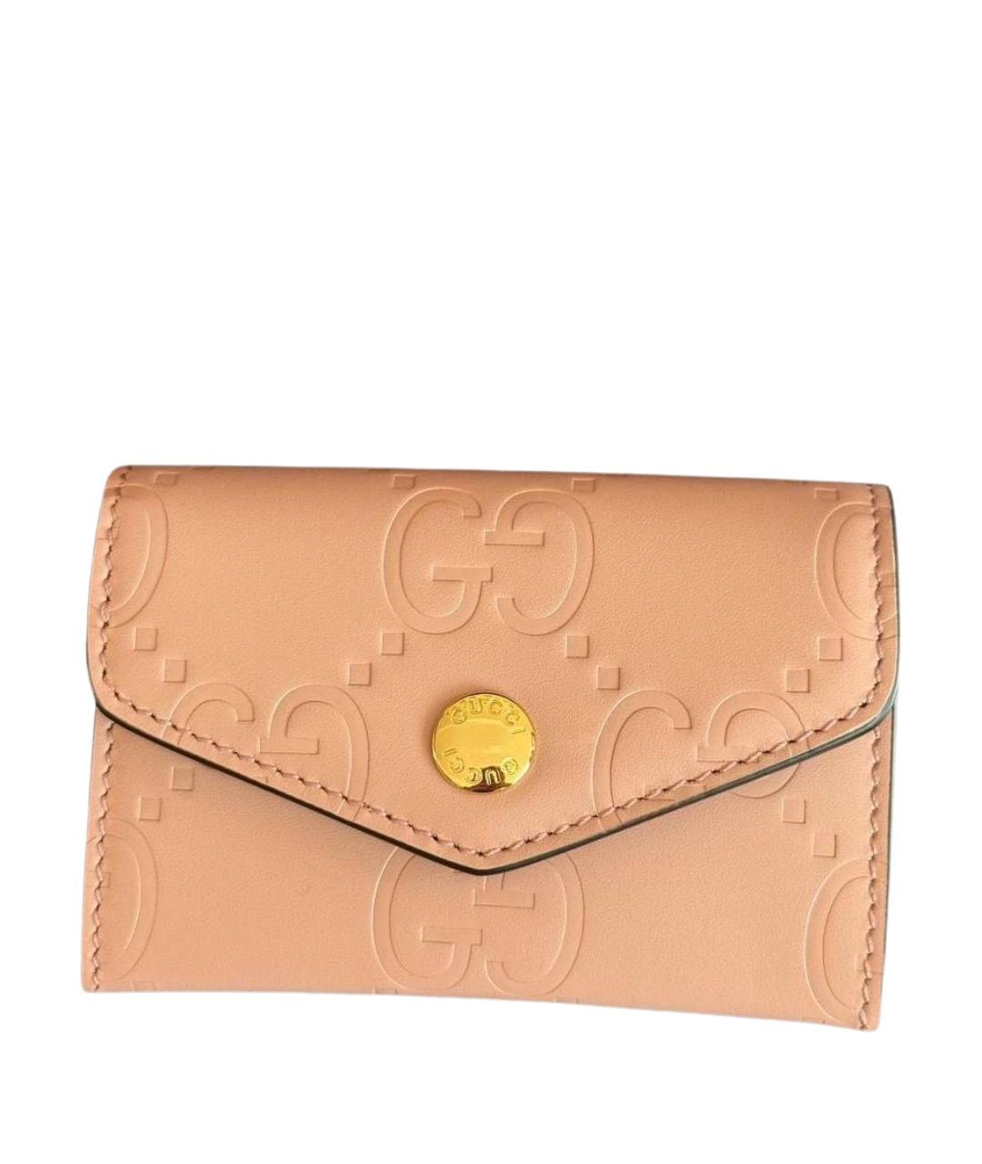 GUCCI Розовый кожаный кардхолдер, фото 1