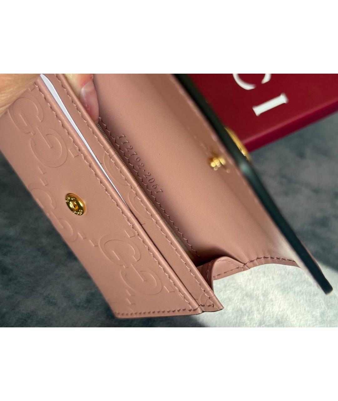 GUCCI Розовый кожаный кардхолдер, фото 3