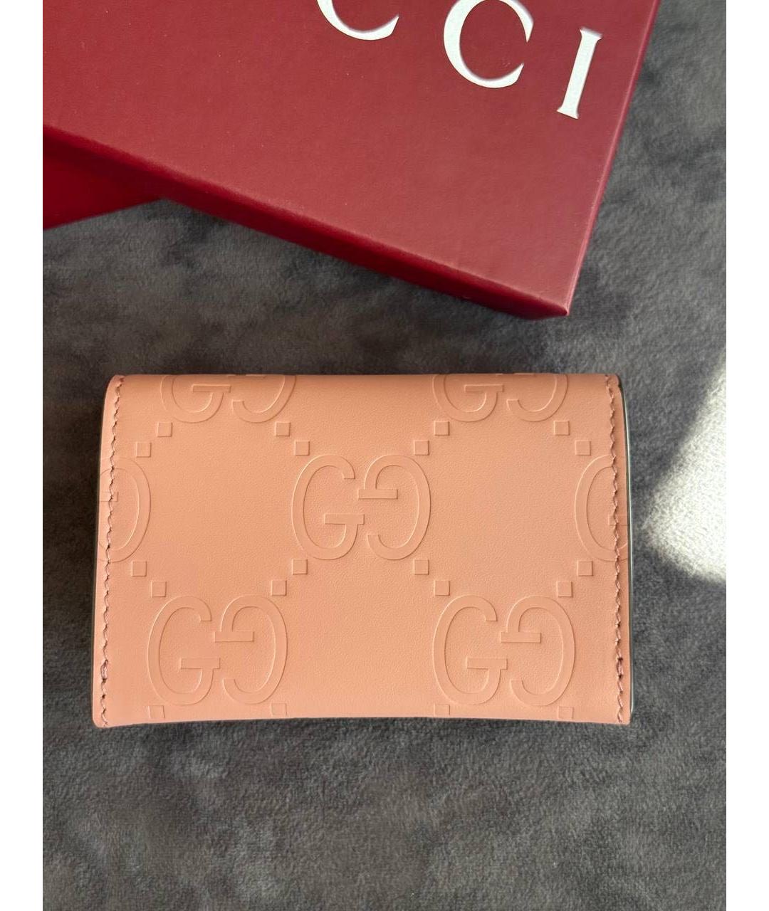 GUCCI Розовый кожаный кардхолдер, фото 2