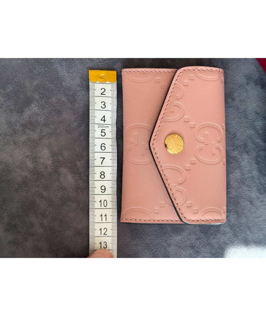 GUCCI Розовый кожаный кардхолдер, фото 4