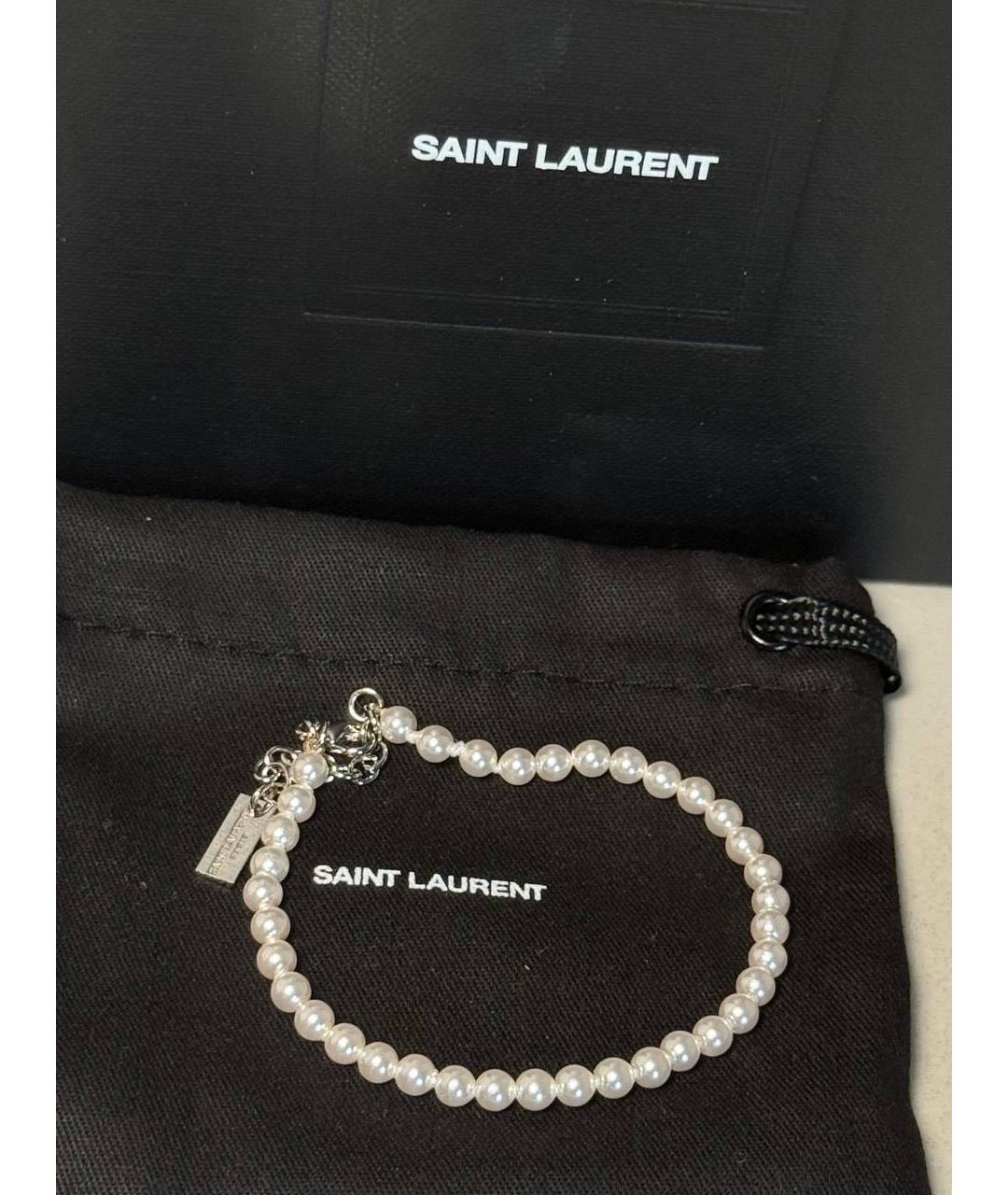 SAINT LAURENT Белый жемчужный браслет, фото 4