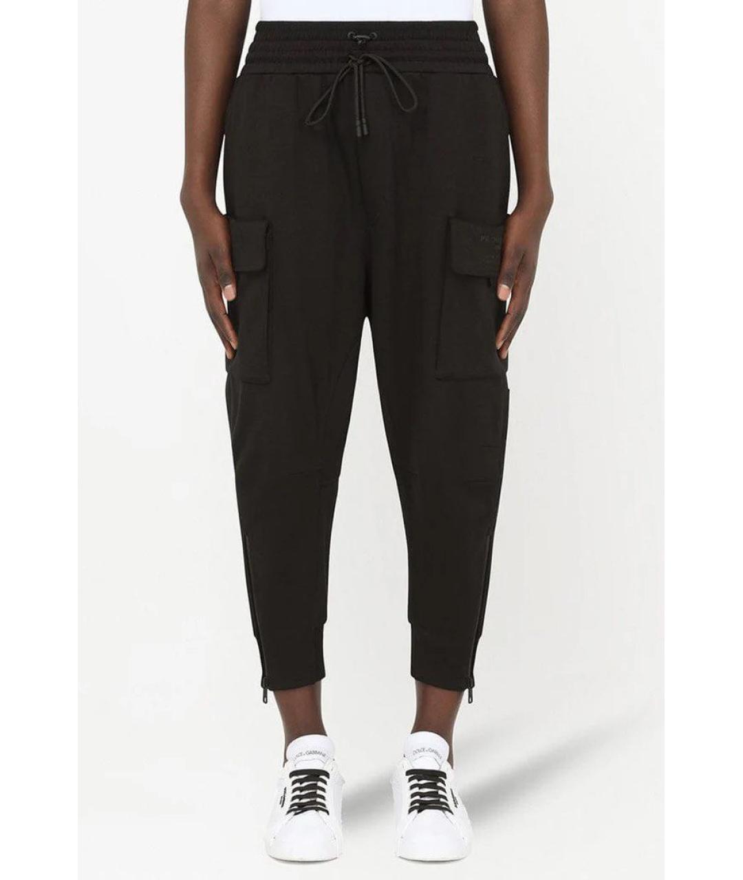 DOLCE&GABBANA Черные хлопковые повседневные брюки, фото 2