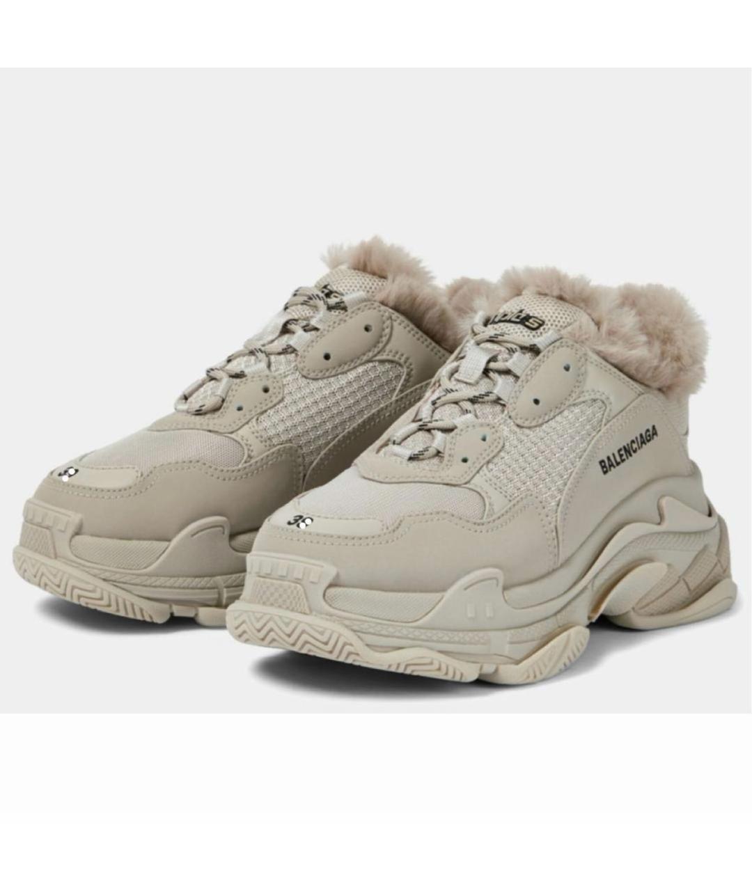 BALENCIAGA Бежевые текстильные кроссовки, фото 2