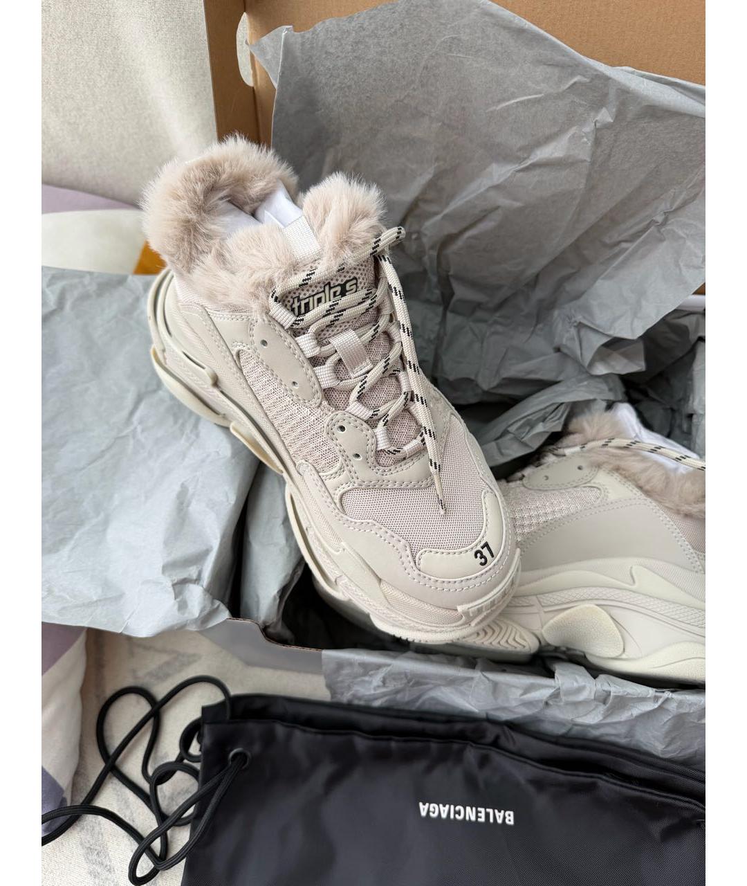 BALENCIAGA Бежевые текстильные кроссовки, фото 3