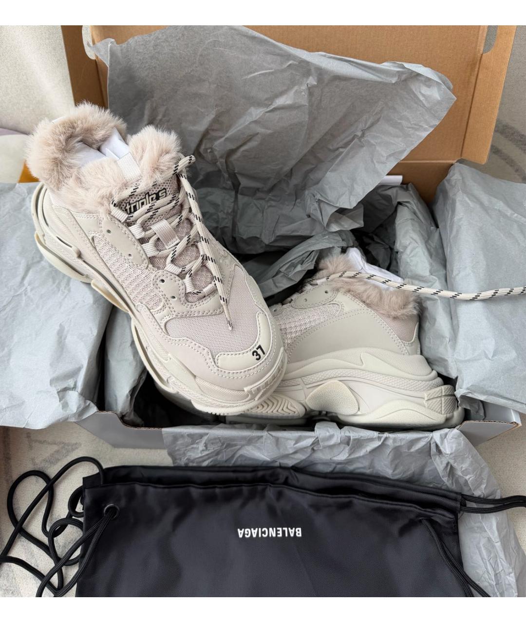 BALENCIAGA Бежевые текстильные кроссовки, фото 4