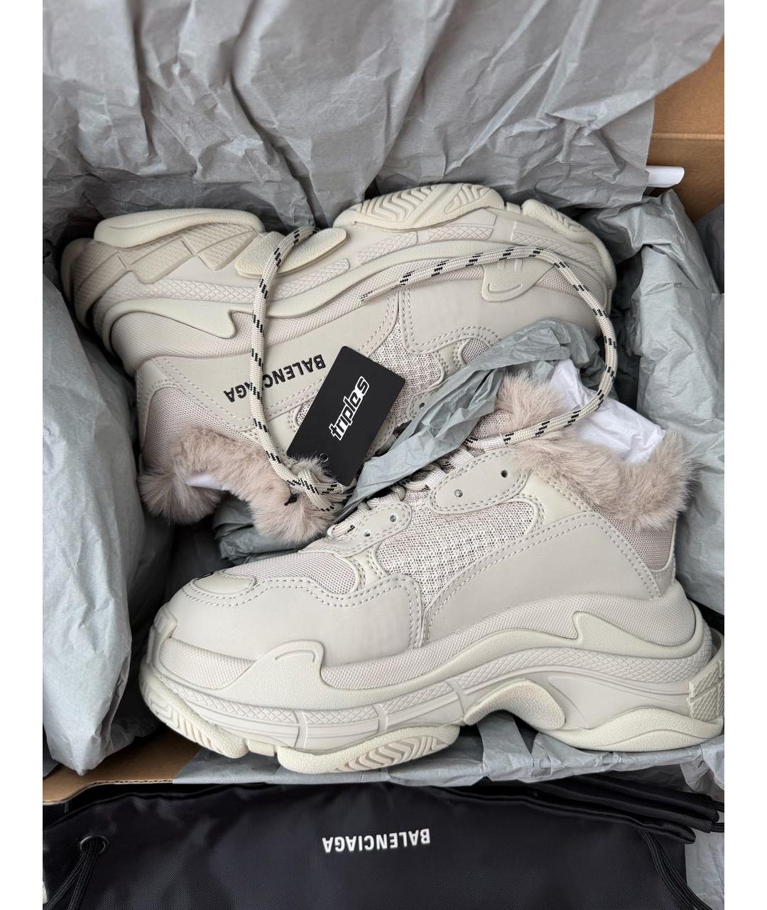 BALENCIAGA Бежевые текстильные кроссовки, фото 6