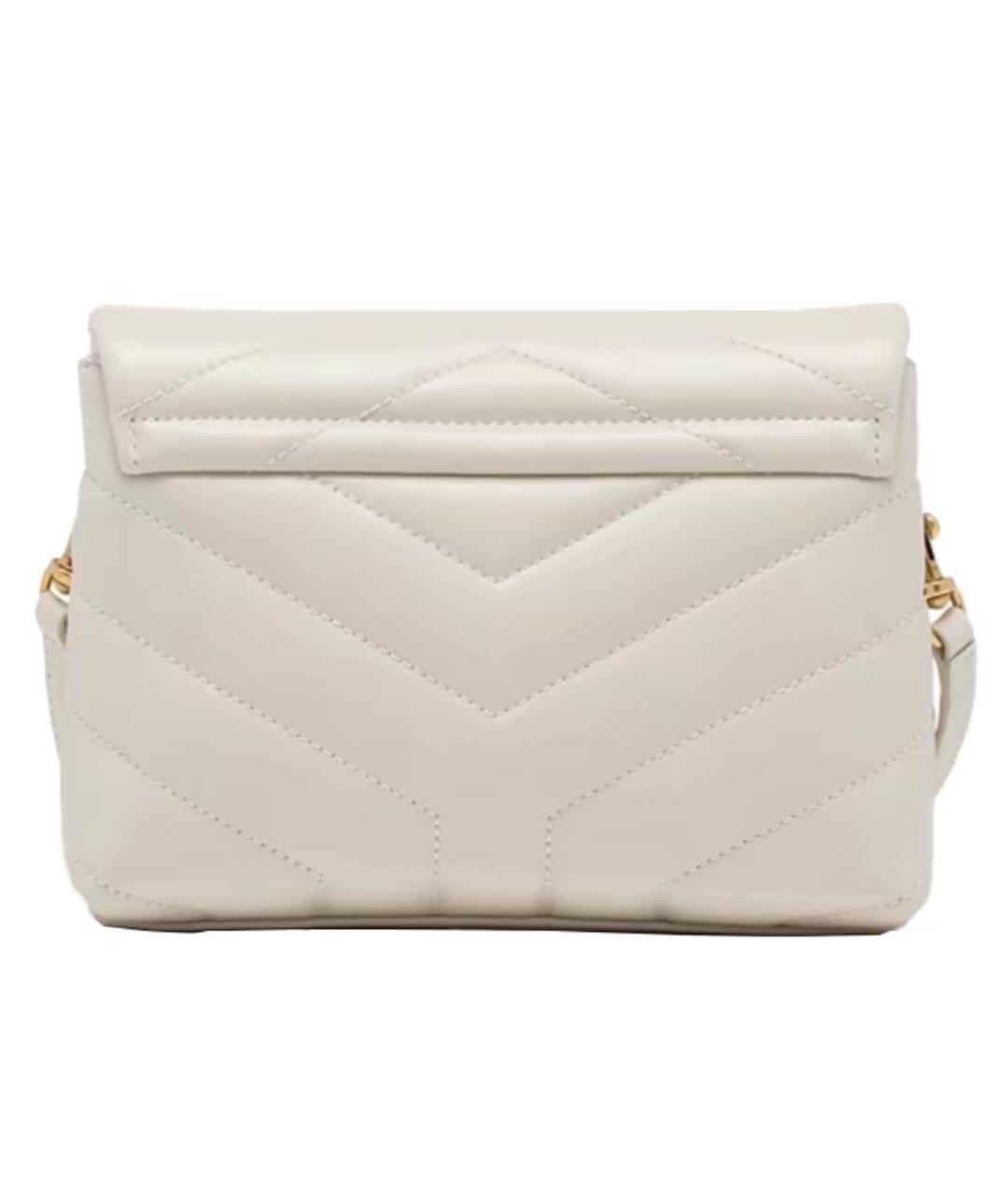 SAINT LAURENT Белая кожаная сумка через плечо, фото 3