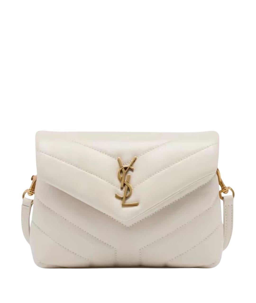 SAINT LAURENT Белая кожаная сумка через плечо, фото 1