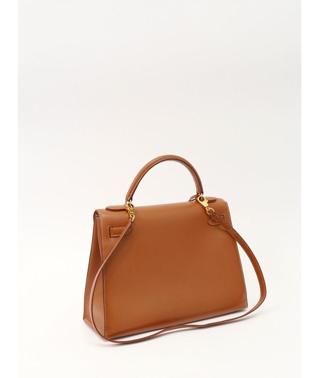 HERMES Бежевая кожаная сумка с короткими ручками, фото 3