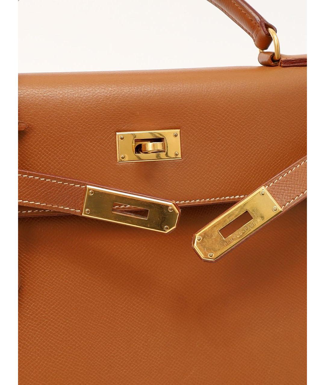 HERMES Бежевая кожаная сумка с короткими ручками, фото 7