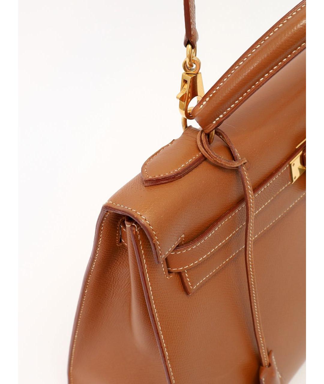 HERMES Бежевая кожаная сумка с короткими ручками, фото 6
