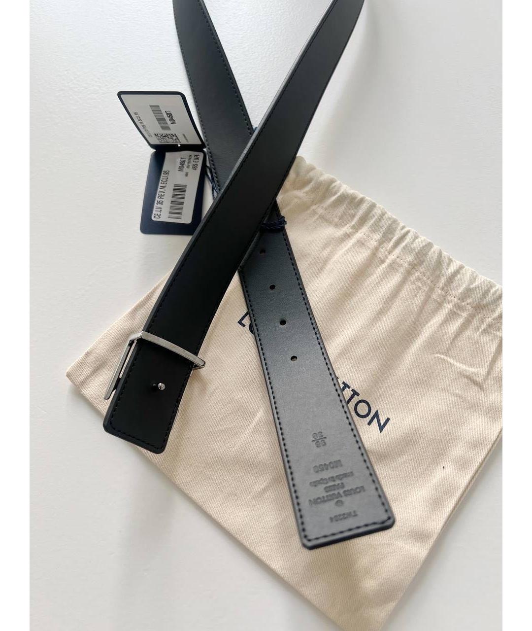 LOUIS VUITTON Черный кожаный ремень, фото 5