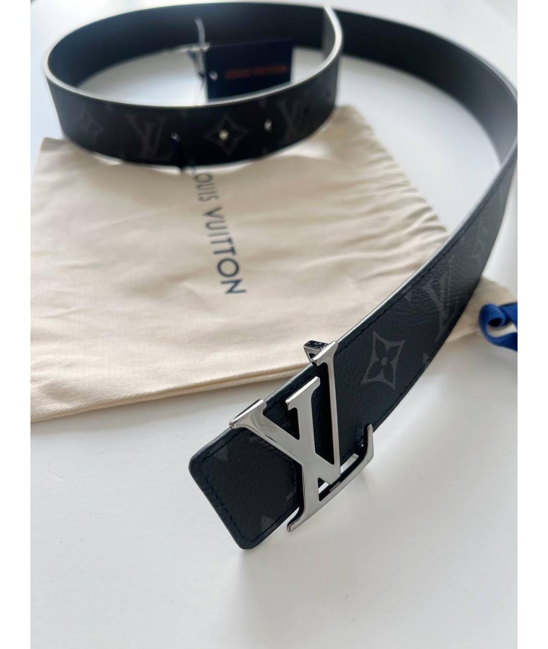 LOUIS VUITTON Черный кожаный ремень, фото 4