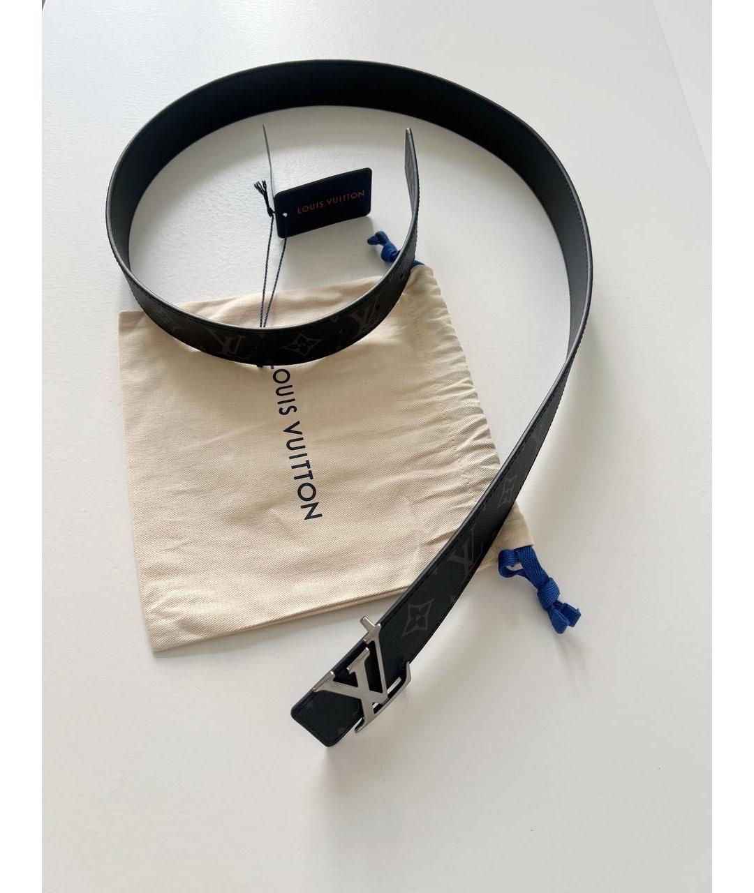 LOUIS VUITTON Черный кожаный ремень, фото 3