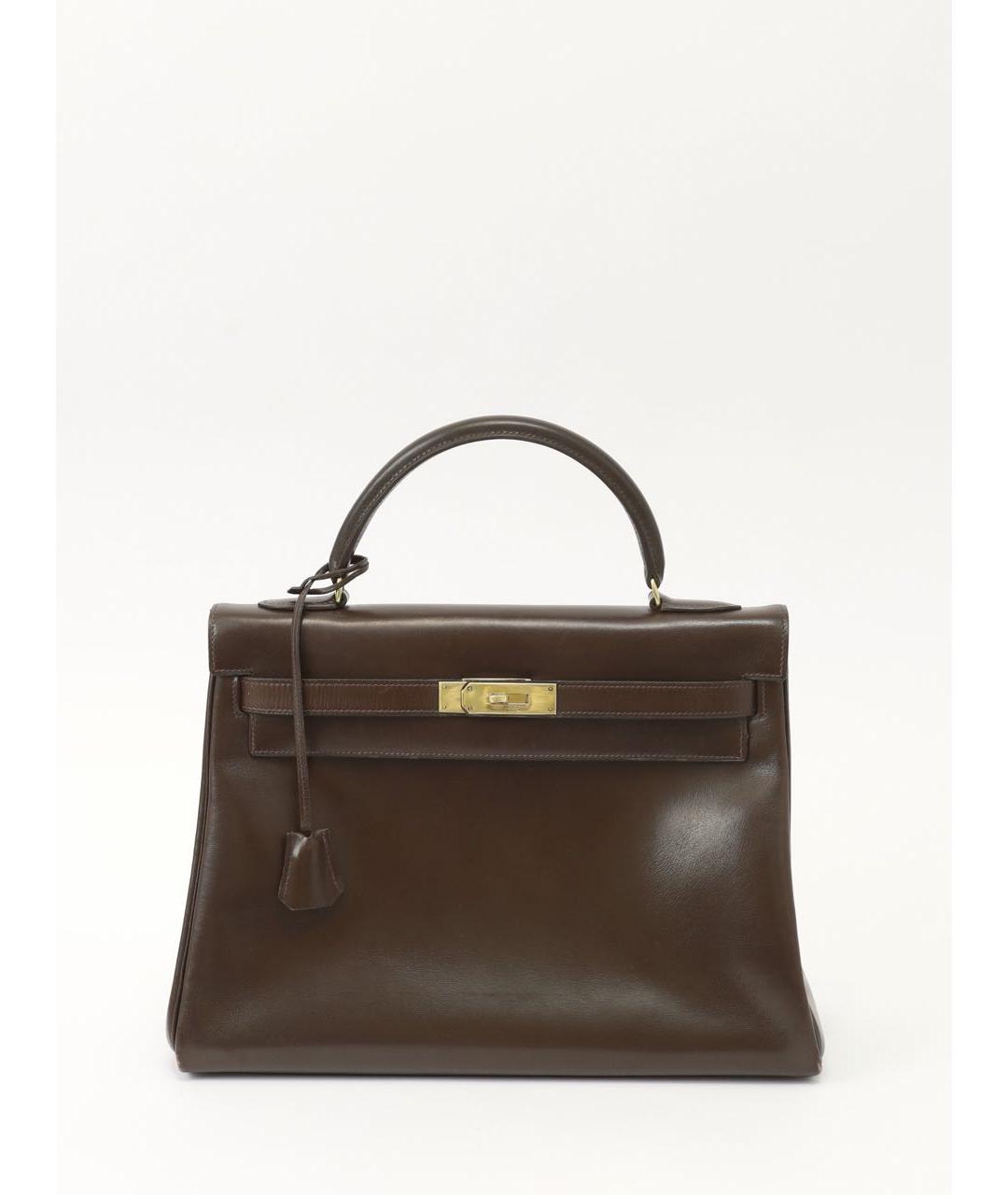 HERMES Коричневая кожаная сумка с короткими ручками, фото 9