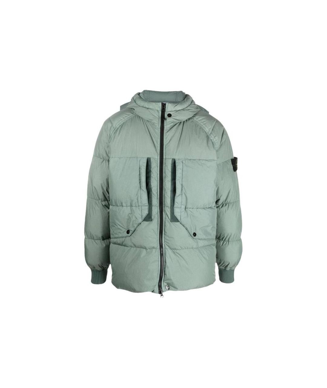 STONE ISLAND Зеленый пуховик, фото 1