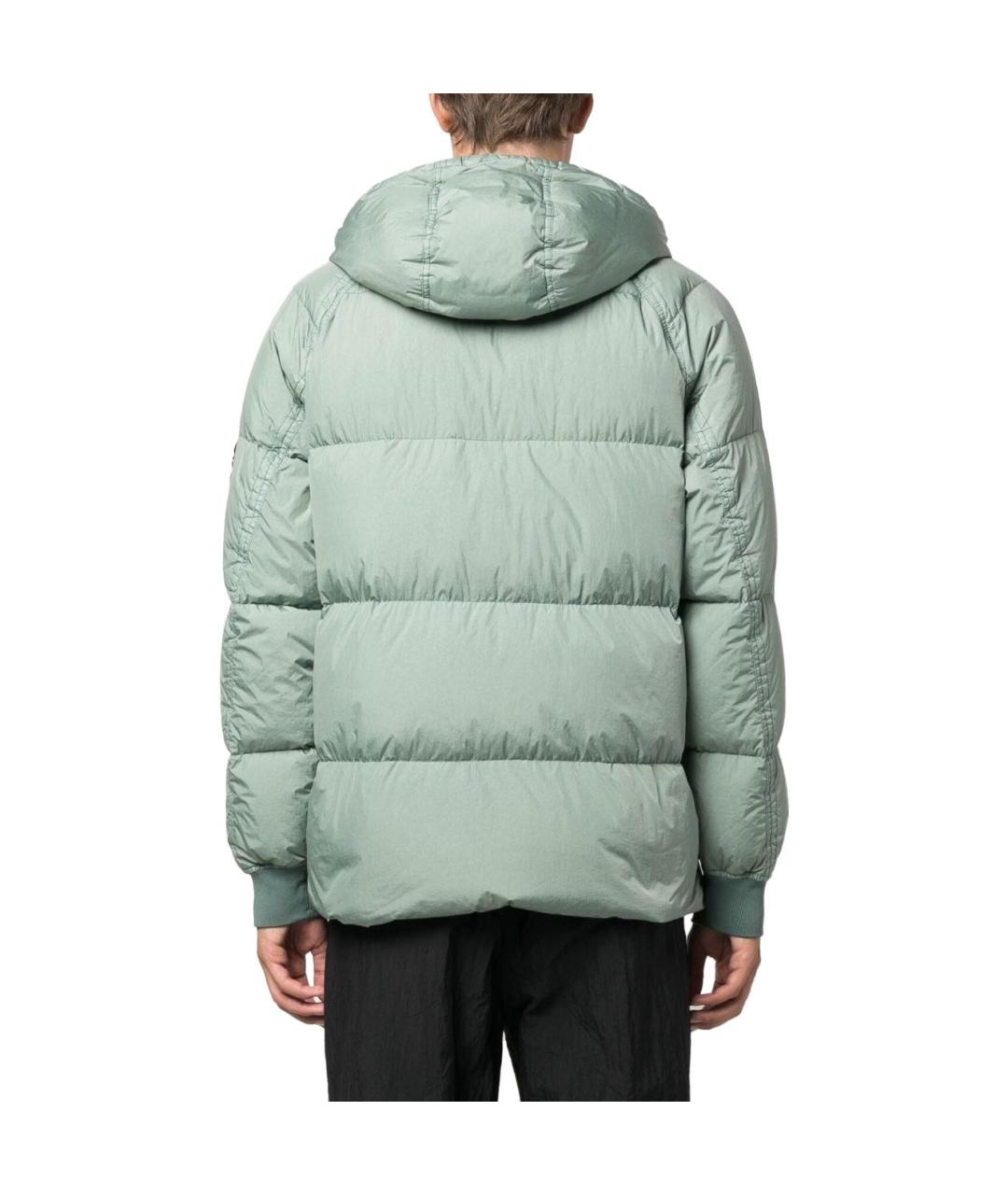 STONE ISLAND Зеленый пуховик, фото 3