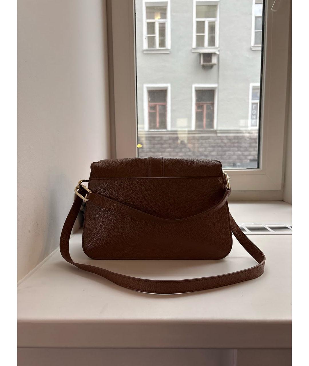 FURLA Коричневая кожаная сумка с короткими ручками, фото 3