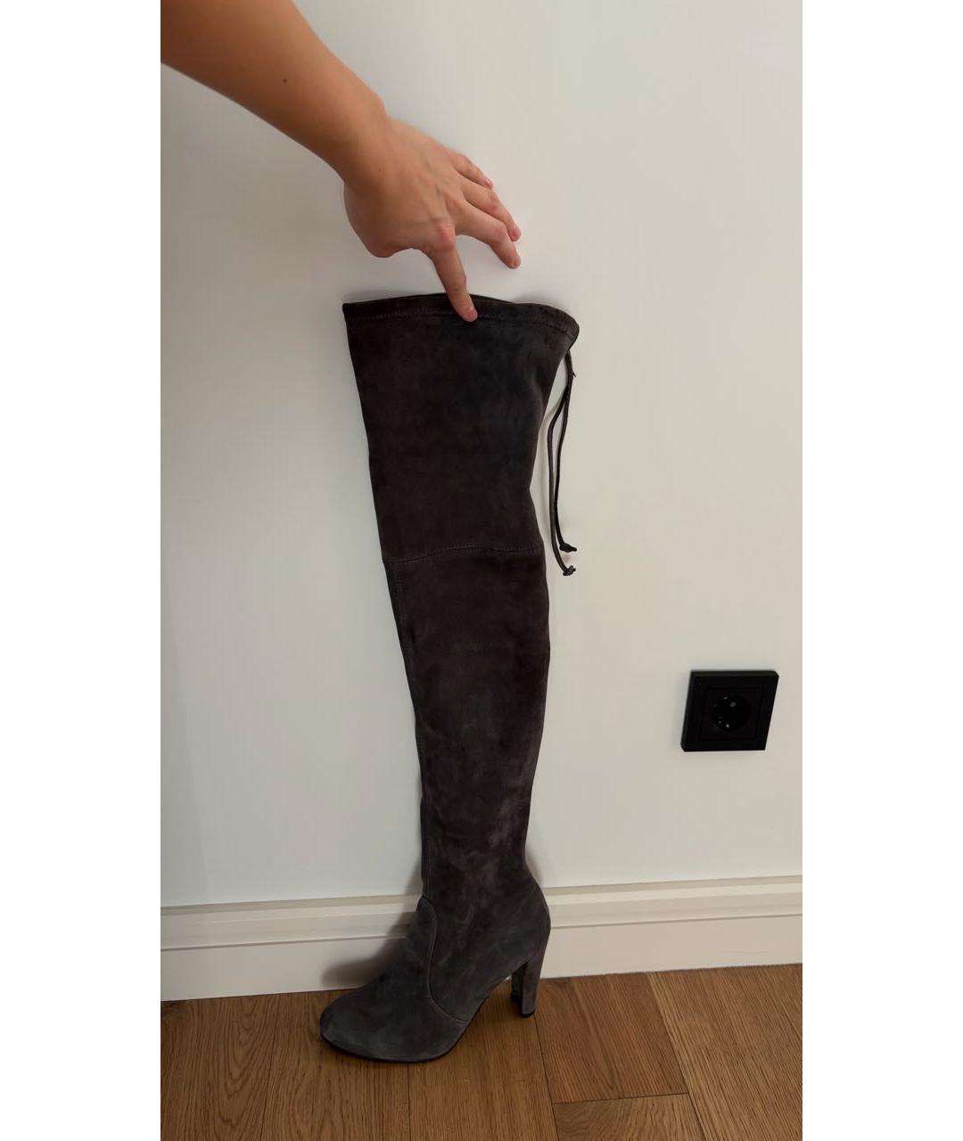 STUART WEITZMAN Антрацитовые замшевые ботфорты, фото 8