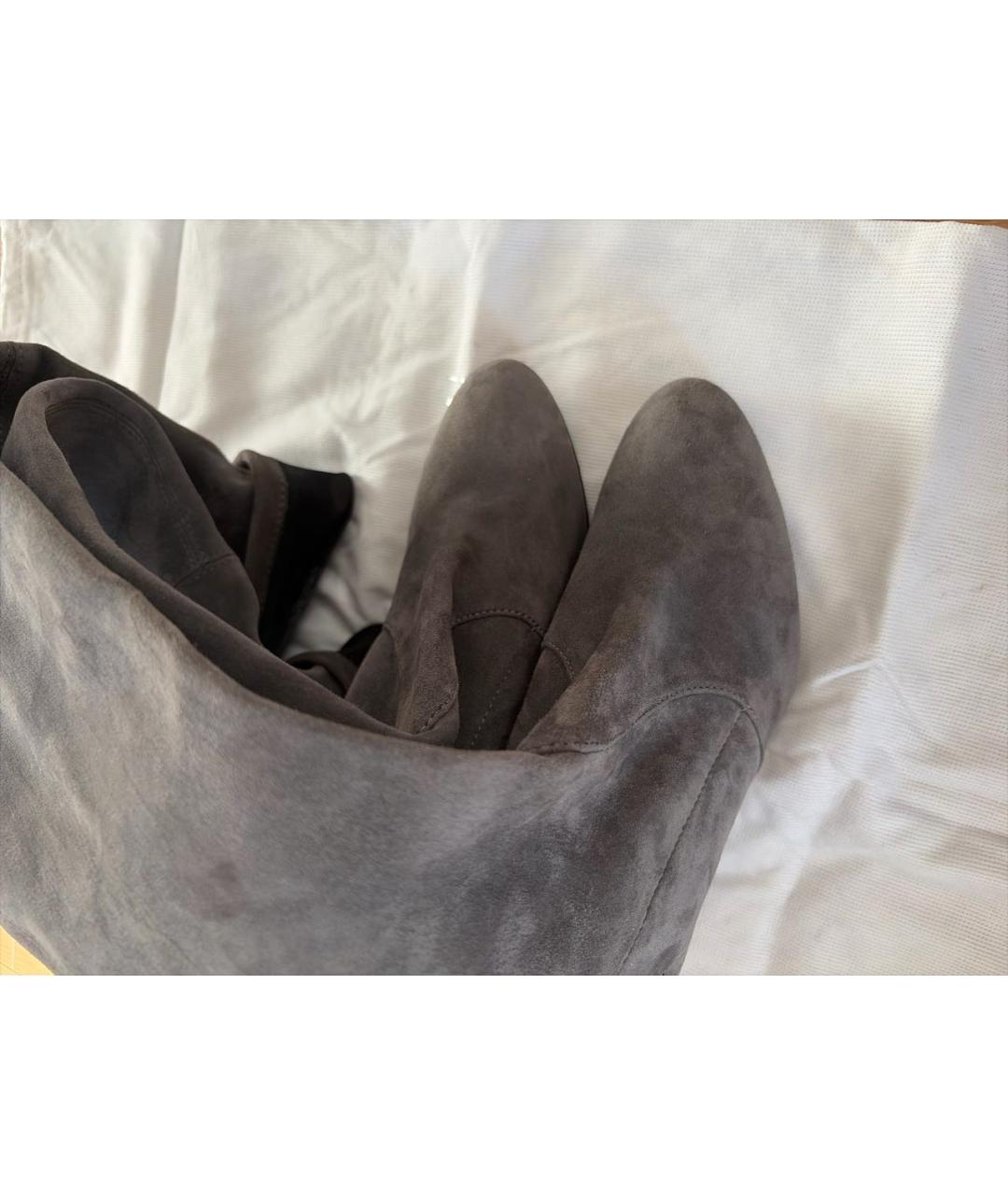 STUART WEITZMAN Антрацитовые замшевые ботфорты, фото 3