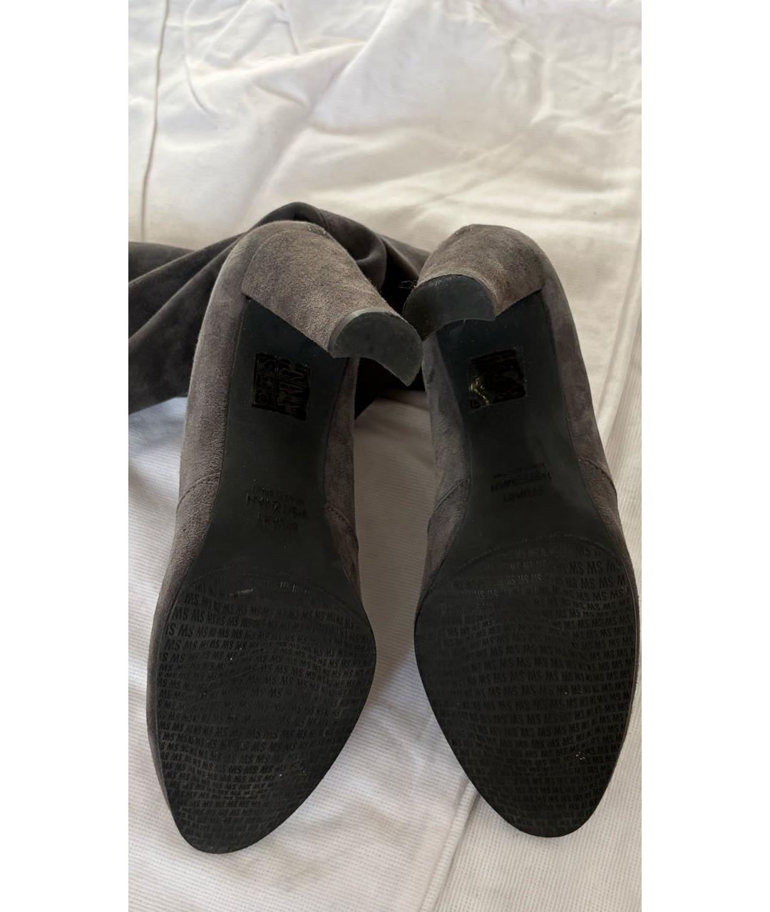 STUART WEITZMAN Антрацитовые замшевые ботфорты, фото 5