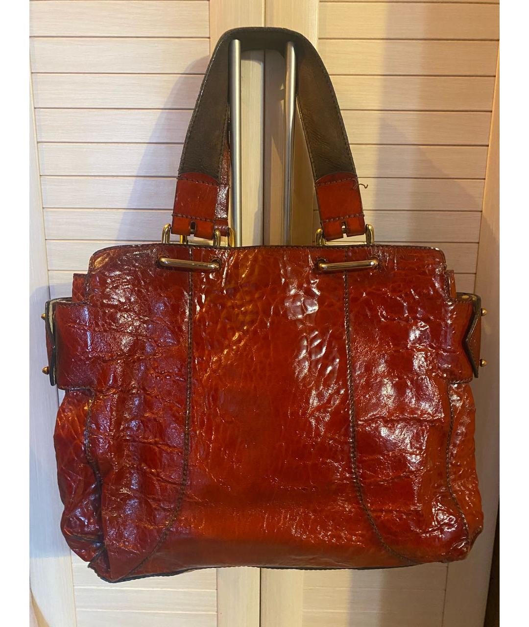 CHLOE Красная кожаная сумка с короткими ручками, фото 3