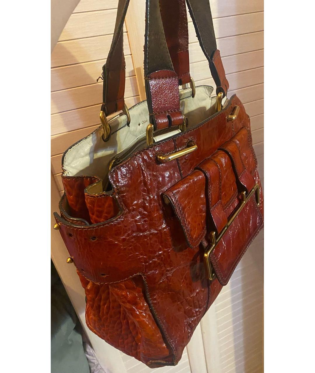 CHLOE Красная кожаная сумка с короткими ручками, фото 7