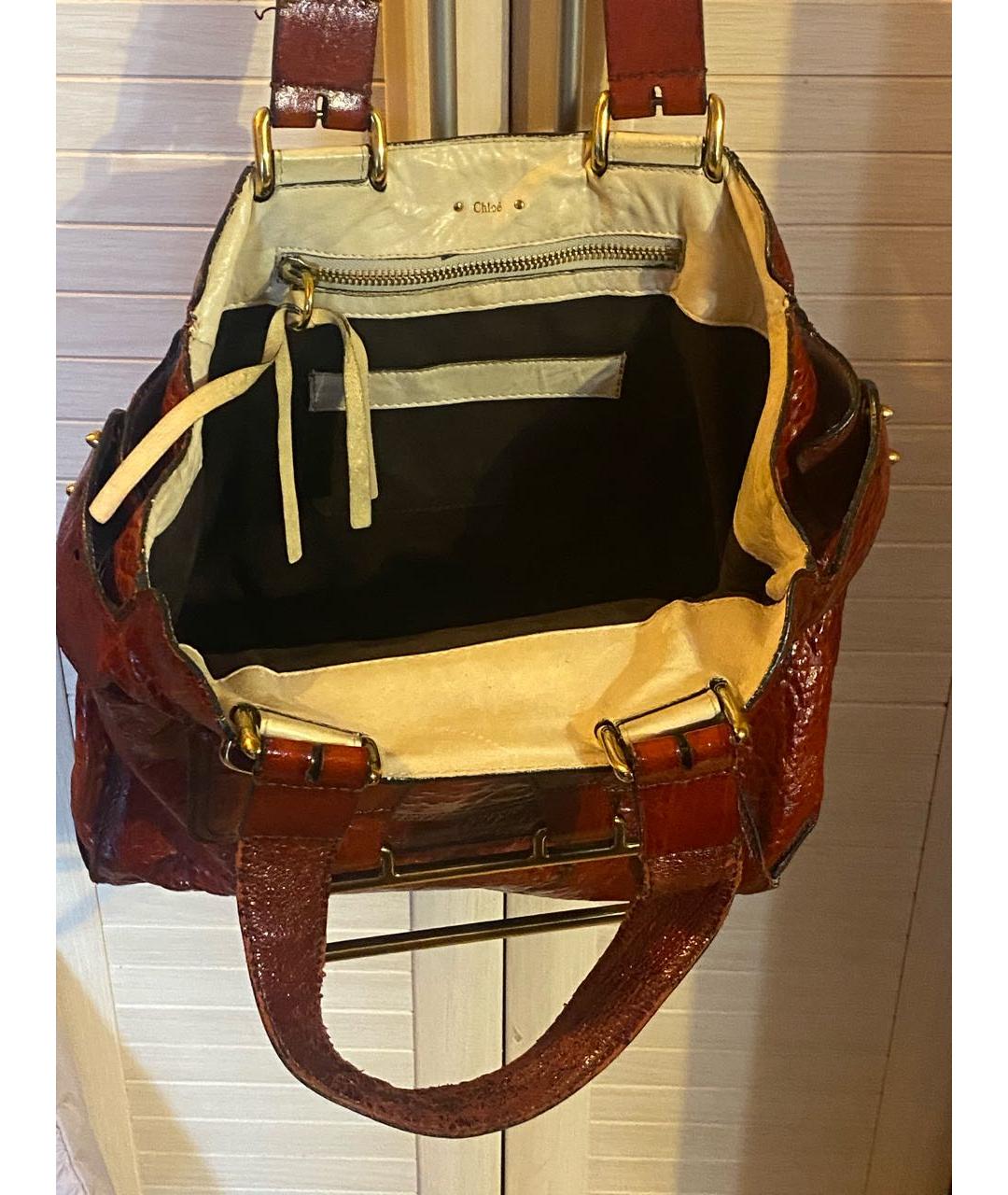 CHLOE Красная кожаная сумка с короткими ручками, фото 4